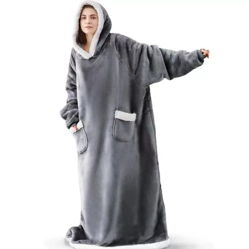 Couverture à capuche XXL grise