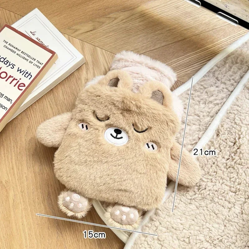 Bouillotte peluche ourson beige