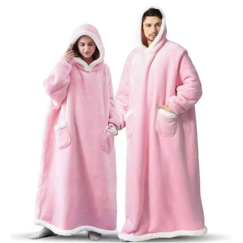 Couverture à capuche XXL rose
