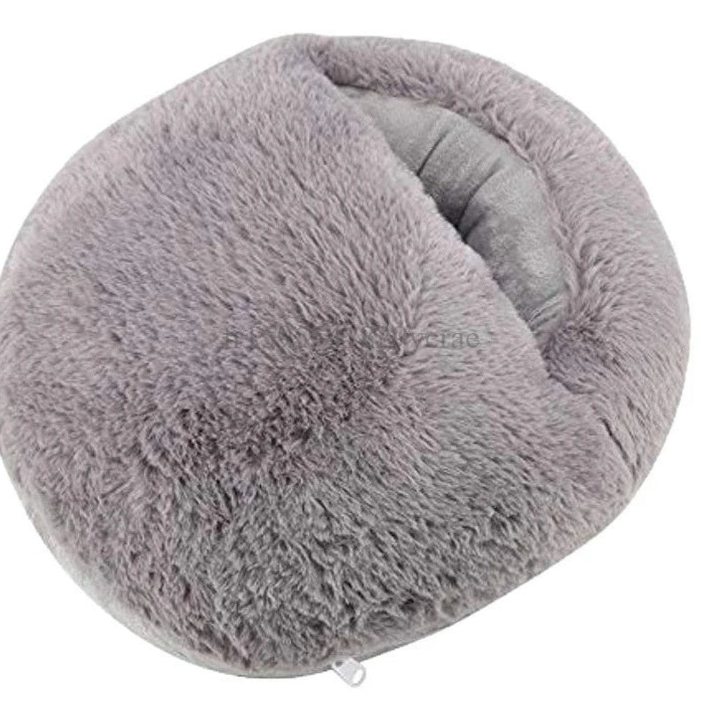 Chauffe-pieds peluche gris détail